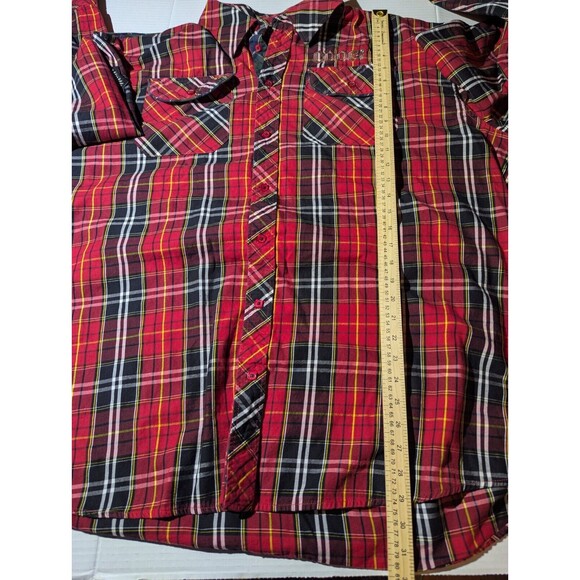 Coogi Mens Button Down Shirt Plaid Union Jack Patches Long Sleeve Pockets XXXL - Picture 6 of 8